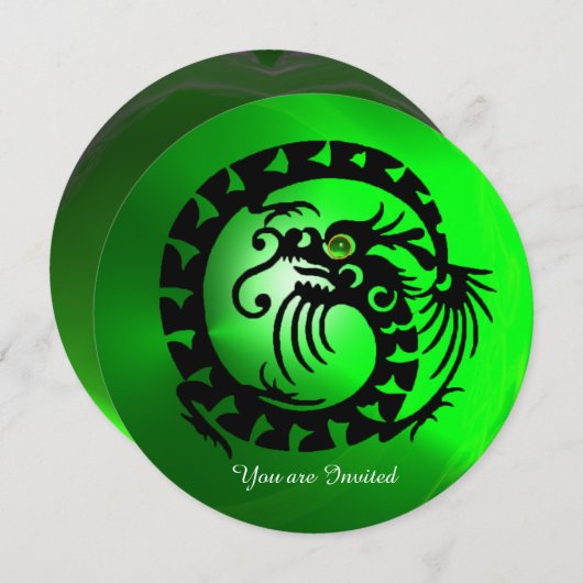 ZWARTE SLANG DRAGON SMARAGD GROEN EDELSTEEN KAART (Voorkant / Achterkant)