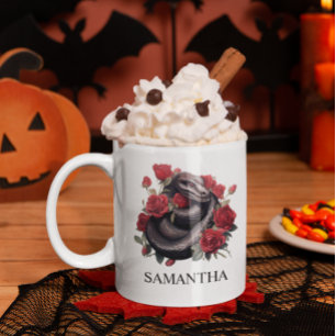 Zwarte Slang in Rozen Waterverf Gothic Koffiemok