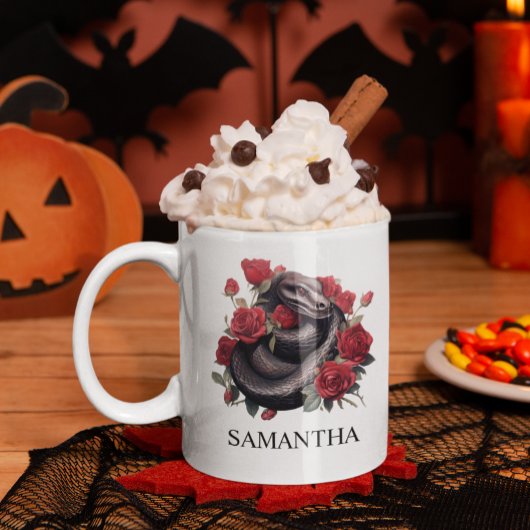 Zwarte Slang in Rozen Waterverf Gothic Koffiemok