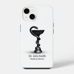 Zwarte Slang Kom Hygieia Witte Caduceus Medisch iPhone 14 Hoesje