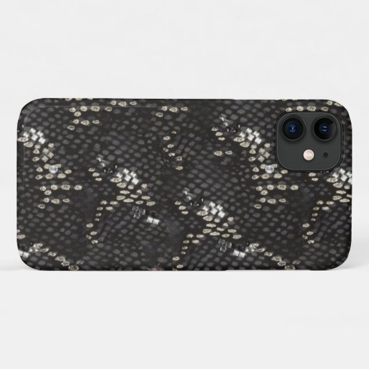 Zwarte slang met diamantpatroon Case-Mate iPhone case (Achterkant (horizontaal))