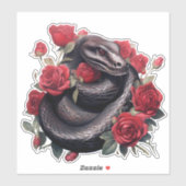 Zwarte Slang met Rozen Sticker (Vel)