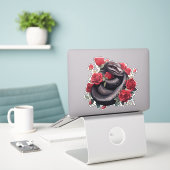 Zwarte Slang met Rozen Sticker (Laptop op bureau)