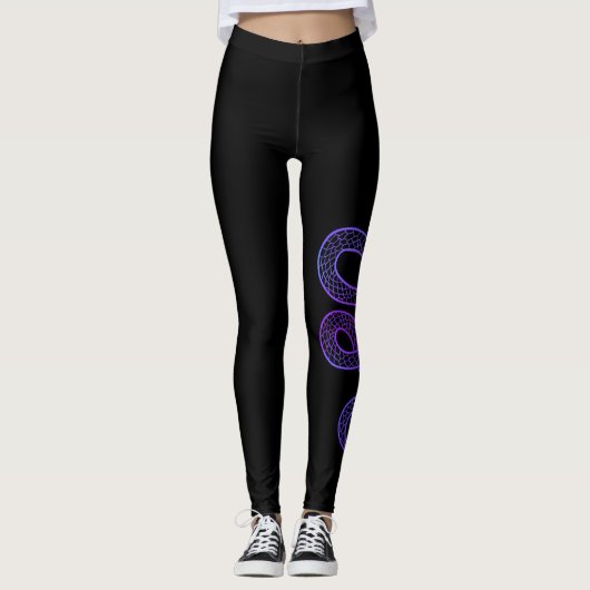 Zwarte slang Moderne schetssport Gym Leggings (Voorkant)