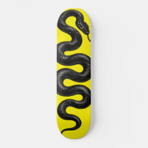 Zwarte slang neon geel skateboard ontwerp reptiel
