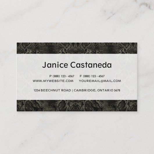 Zwarte slang visitekaartje (Achterkant)