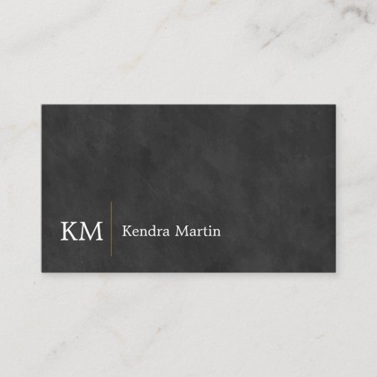 Zwarte Slanke Textuur | Initialen Visitekaartje (Voorkant)