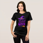 Zwarte Slechte Heks Crew Neck | Grappige Heks T-sh Tri-Blend Shirt (Voorkant volledig)