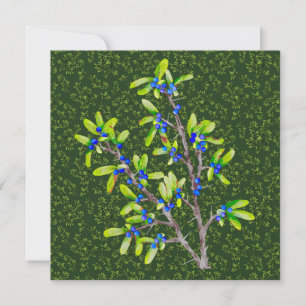 Zwarte sleedoorntak donkergroen feestdagenkaart