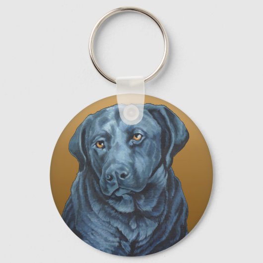 Zwarte Sleutelhanger Blue Dog Art-cadeaus (Voorkant)