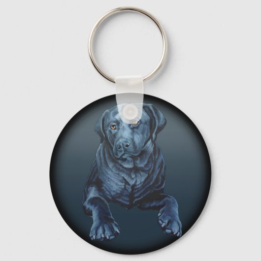 Zwarte Sleutelhanger Blue Dog Art-cadeaus (Voorkant)