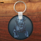 Zwarte Sleutelhanger Blue Dog Art-cadeaus (Voorkant)