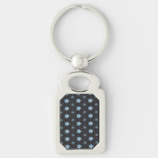 Zwarte sleutelhanger met blauwe paisley bloemenpri