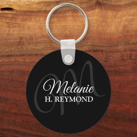 zwarte sleutelhanger met naam (Voorkant)