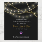 Zwarte Slingerlichten Bedankbericht Bedrijfsmatig Wijn Etiket (Enkel label)