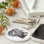 Zwarte SLR Fotograaf Camera Fotografie Sleutelhanger (Voorkant Rechts)