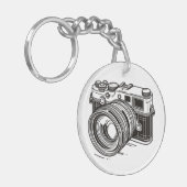 Zwarte SLR Fotograaf Camera Fotografie Sleutelhanger (Voorkant Links)