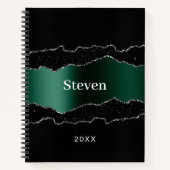 Zwarte smaragdgroene agaat geode naam notitieboek (Voorkant)