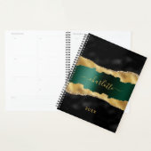 Zwarte smaragdgroene gouden agaat marmeren naam planner (Display)
