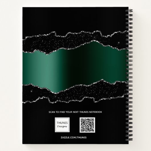 Zwarte smaragdgroene marmer notitieboek (Achterkant)