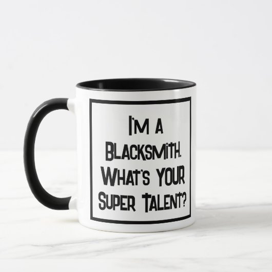 Zwarte smid Super Talent. Twee Tons Koffiemok Mok (Links)