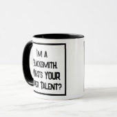 Zwarte smid Super Talent. Twee Tons Koffiemok Mok (Voorkant links)