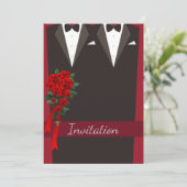 Zwarte smoking homohuwelijk uitnodiging (Staand voorkant)