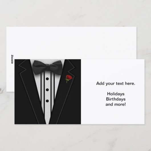 Zwarte Smoking met Vlinderdas Feestdagenkaart (Voorkant / Achterkant)