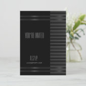 Zwarte smoking streep NYE formele elegante uitnodi Kaart (Staand voorkant)