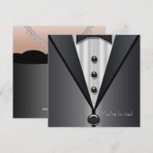 Zwarte smoking zwarte jurk feest uitnodiging (Voorkant / Achterkant)