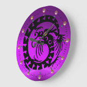 ZWARTE SNAKE DRAGON MET PAARSE PINKGEMSTONES GROTE KLOK (Hoek)