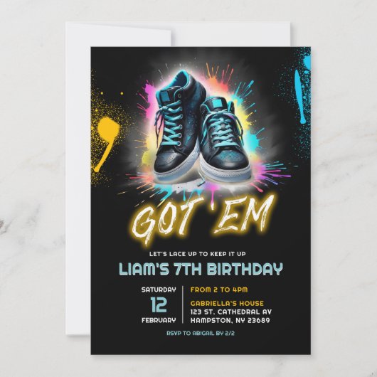 Zwarte Sneaker Bash Schoen Got Em Verjaardag Kaart (Voorkant)