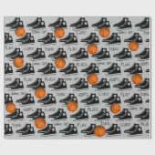 Zwarte sneakers met basketbal cadeaupapier (Vlak)