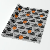 Zwarte sneakers met basketbal cadeaupapier (Uitgerold)