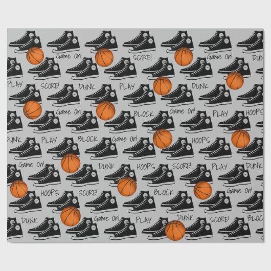 Zwarte Sneakers met Basketball Cadeaupapier (Vlak)