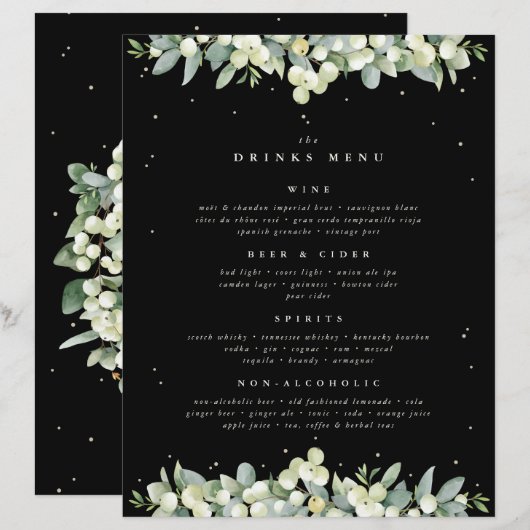 Zwarte sneeuwbes + eucalyptus bruiloft Drinken Men (Voorkant / Achterkant)