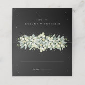 Zwarte sneeuwbes + eucalyptus bruiloft plaatskaartje (Buitenkant ongevouwen)