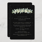Zwarte sneeuwbes + eucalyptus bruiloft receptie kaart (Voorkant / Achterkant)