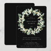 Zwarte Sneeuwbes+Eucalyptus Krans Kerstfeest Kaart (Voorkant / Achterkant)