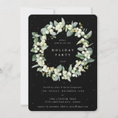 Zwarte Sneeuwbes+Eucalyptus Krans Kerstfeest Kaart (Voorkant)