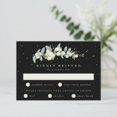 Zwarte sneeuwbes + eucalyptus stengel bruiloft RSVP kaartje (Staand voorkant)