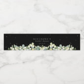 Zwarte Sneeuwbes+Eucalyptus Winter Bruidsdouche Waterfles Etiket (Enkel label)