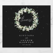 Zwarte sneeuwbes + eucalyptus winter bruiloft bier etiket (Enkel label)