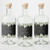 Zwarte sneeuwbes + eucalyptus winter bruiloft likeurfles etiket (Flessen)