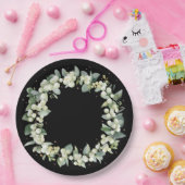 Zwarte Sneeuwbes Kerstkrans Kerstfeest Borrel Papieren Bordje (Feest)