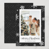 Zwarte Sneeuwvlok Foto Kerst Kaart (Voorkant / Achterkant)