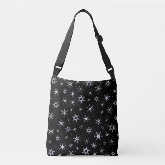 Zwarte sneeuwvlokken afdrukken crossbody tas (Voorkant)