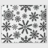 Zwarte sneeuwvlokken cadeaupapier (Vlak)