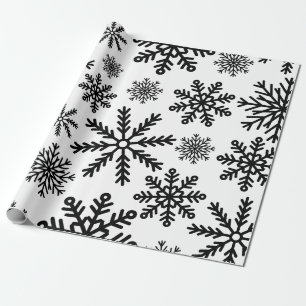 Zwarte sneeuwvlokken cadeaupapier