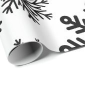 Zwarte sneeuwvlokken cadeaupapier (Rol Hoek)